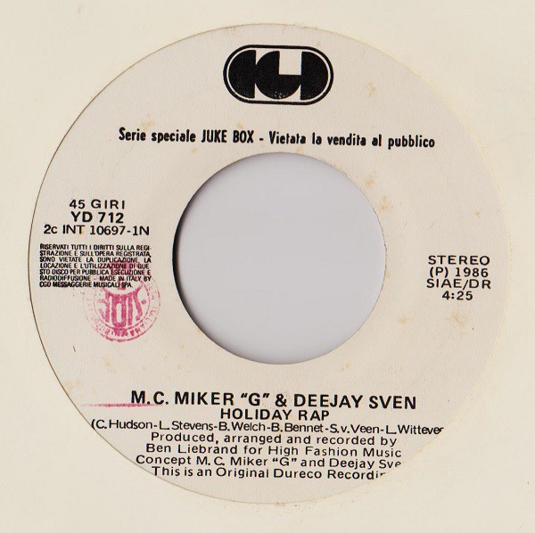 MC Miker G. & DJ Sven / Novecento - Holiday Rap / Dreamland